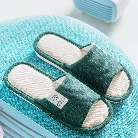 Unisex Cotton Linen Indoor Slippers - Non-Slip, All-Season Comfort for Couples