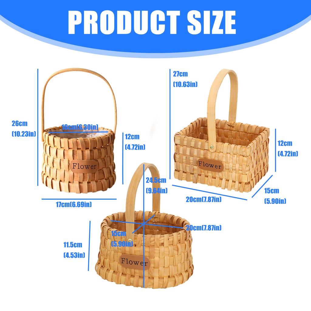 Panier à fleurs élégant tissé à la main, portable pour un transport facile, idéal pour la cérémonie de mariage et la décoration intérieure