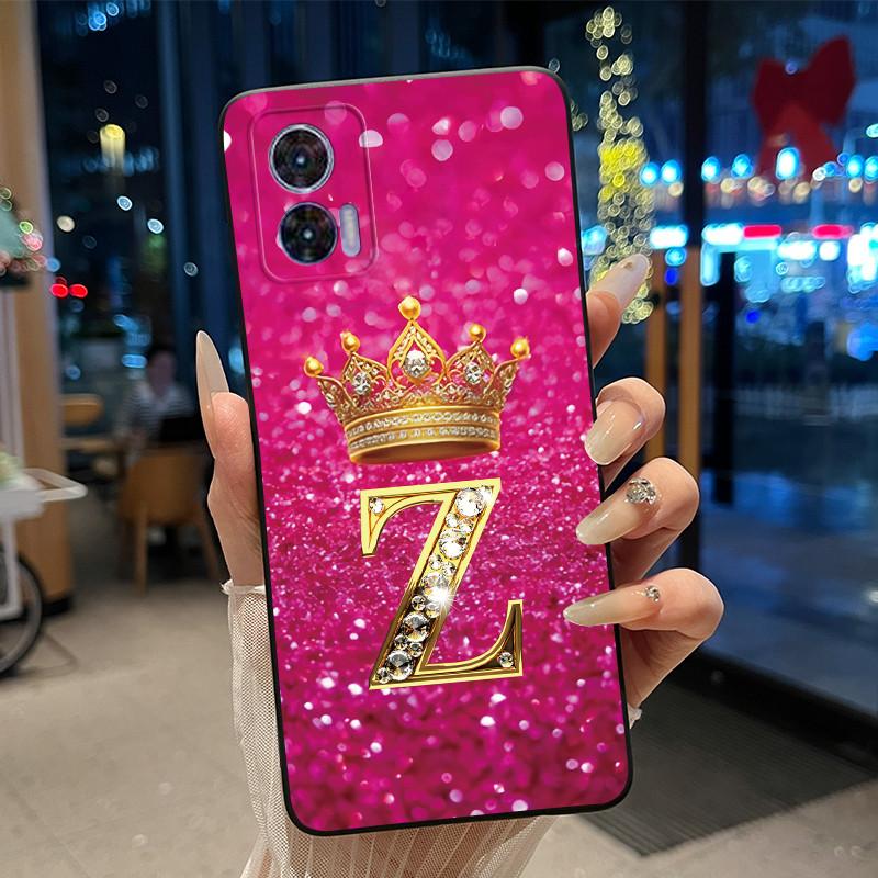 Phone Case For Motorola Edge 30 Lite/Motorola Edge 30 Neo 5G Black Case Shockproof Soft Fashion Letter Crown Cover