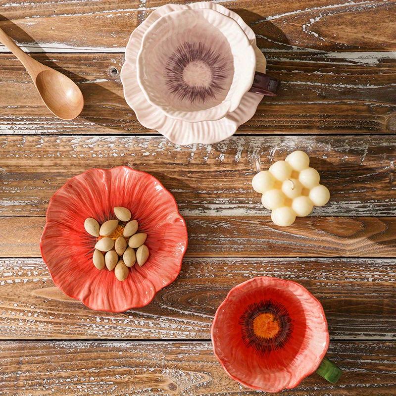 Fioletowy Ceramiczny Zestaw Filiżanek do Kawy Różowy Fioletowy Lekki Luksus Naczynia na Popołudniową Herbatę Deserową Prezent na Dzień Matki Przyjaciół