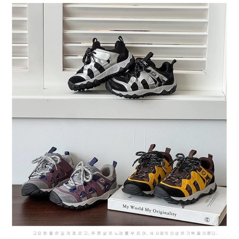 Youth Style Shoes Kids Outdoor Hiking Shoes Non-Slip Running Sneakers Breathable Mesh Upper Rubber Sole Boys Girls