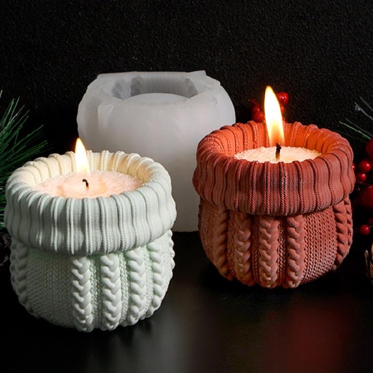 Knitted Texture Silicone Candle Molds Food Grade Silicone Mould For Handmade Candle Cup Soap Chocolate Plant Flowerpot