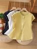 Cotton Embroidered Sleeveless Blouse For Summer Casual Women