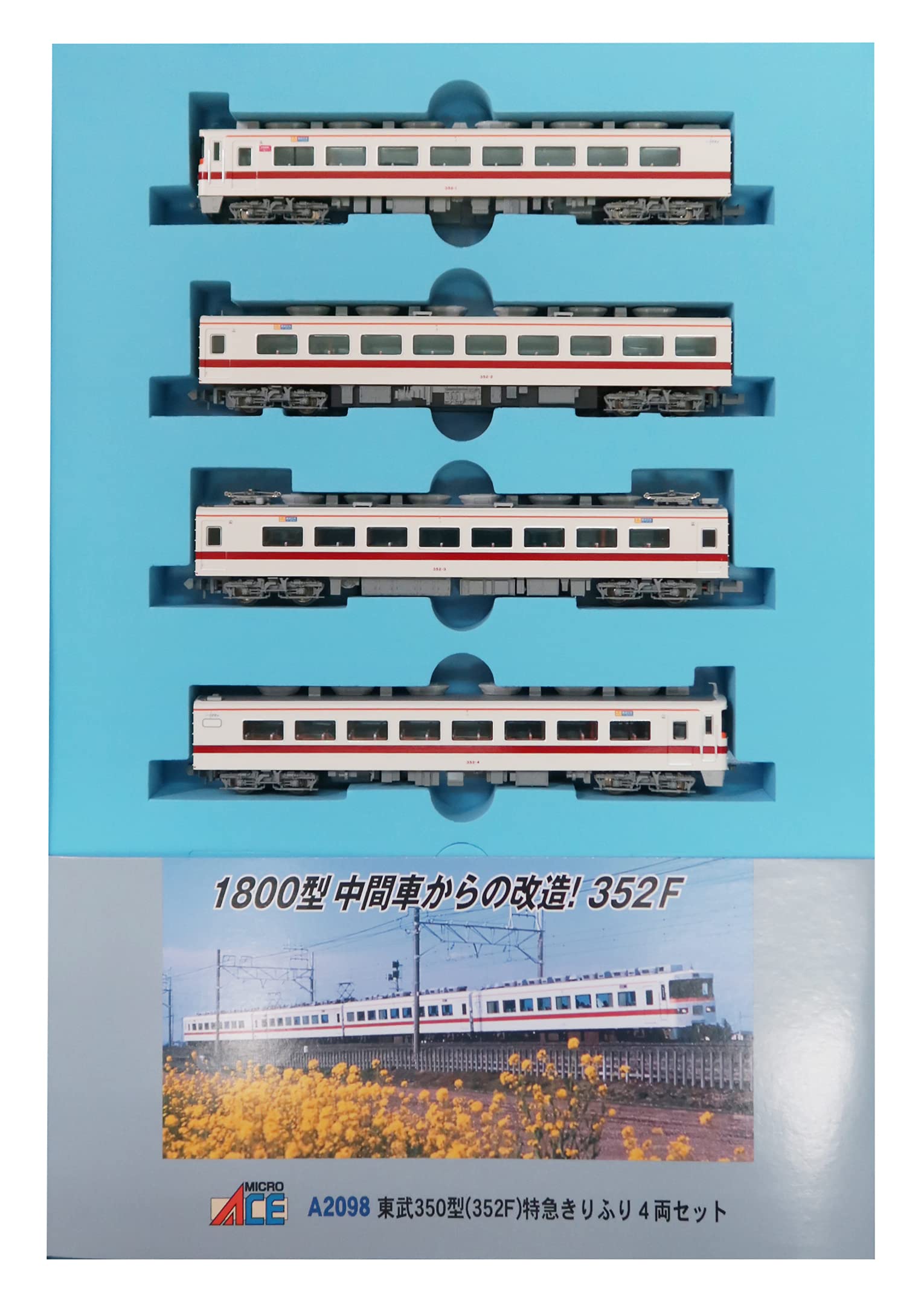 MicroAce N Gauge Tobu 350 Series 352F Kirifuri Limited Express Set A2098 Model Train 4-Car