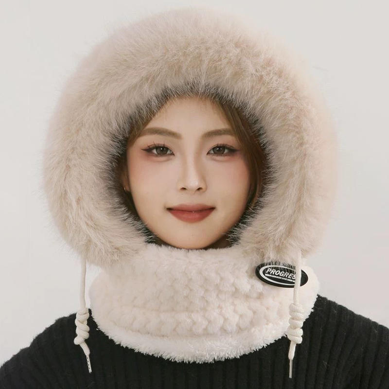 Unisex Wiatroodporne Zimowe Czapki Beanie z Polaru Szalik Outdoorowe Ciepłe Zimowe Balaklawa z Kapturem Sweter Dzianinowa Czapka