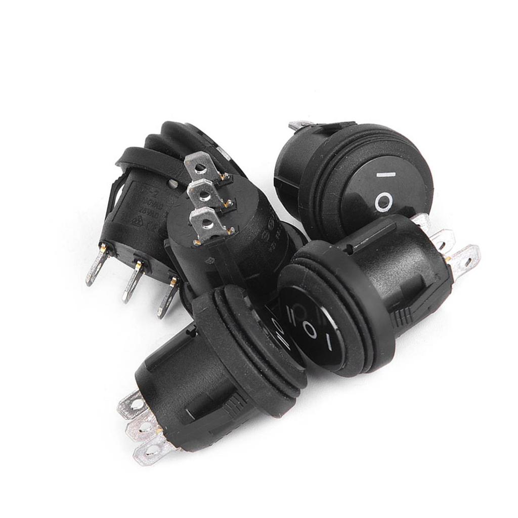 5pcs 3 Position ON OFF ON Black Round Rocker Switch 3 Pin 10A 125V 6A 250V