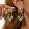 Silver Needle Vintage Pearl Tassel Stud Earrings: Distressed Water Drop Court Style.