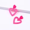 Triple Set Colorful Heart Dangle Earrings Fashionable Sturdy Acrylic Materials Jewelry Accessory for Girlfriend or Wife
