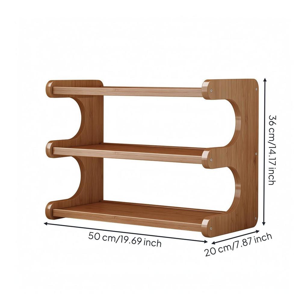 Screwless Bamboo Desktop Storage Rack | Rounded Smooth Edges, Warm , for Office 2 Tier 30CM