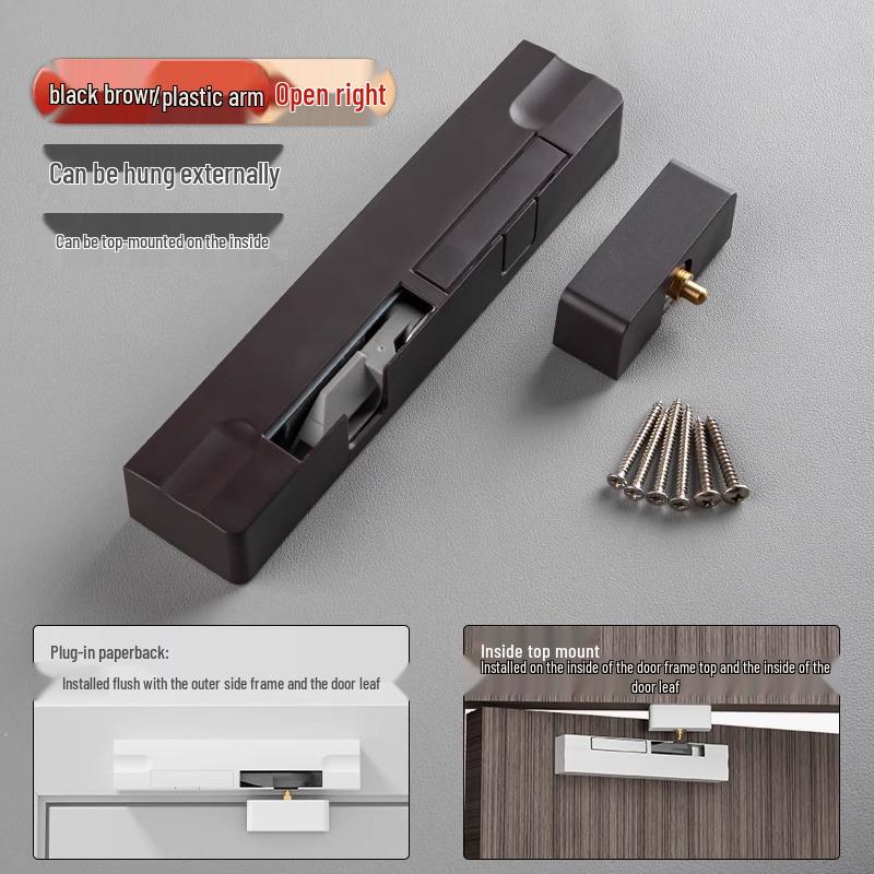 Invisible Wooden Door Closer with Rebound Damping for Outward Swing Doors