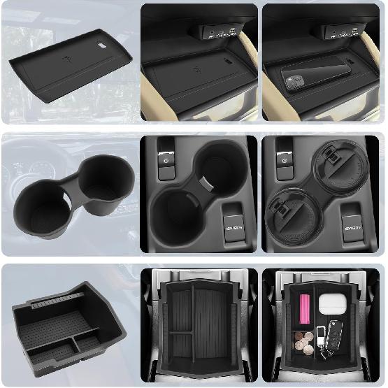 BIBIBO for 2025 Subaru Forester Center Console Organizer 2025 2026 Subaru Forester Console Armrest Tray+Cup Holder +Wireless Charging Mat 2025