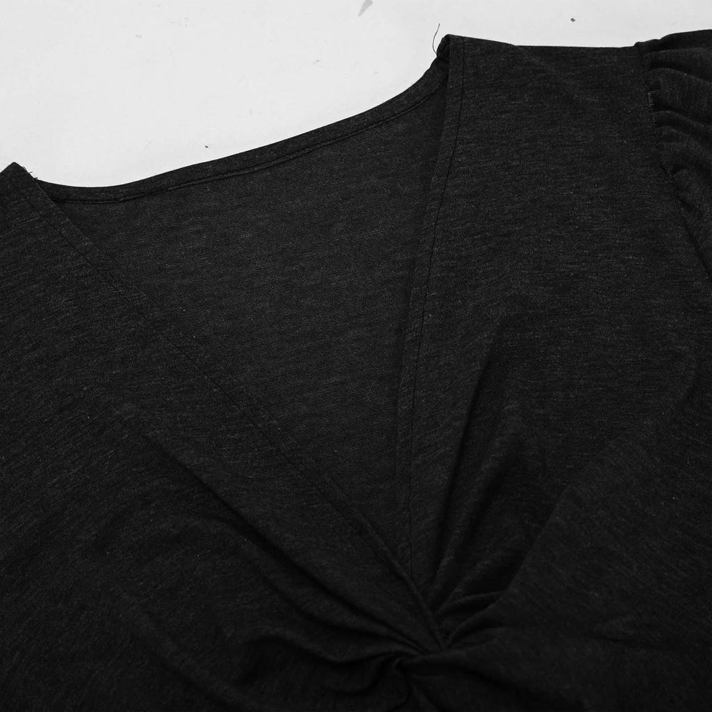 Women's Fashion Casual Dress V-neck Short Sleeve Kink -Color Dress