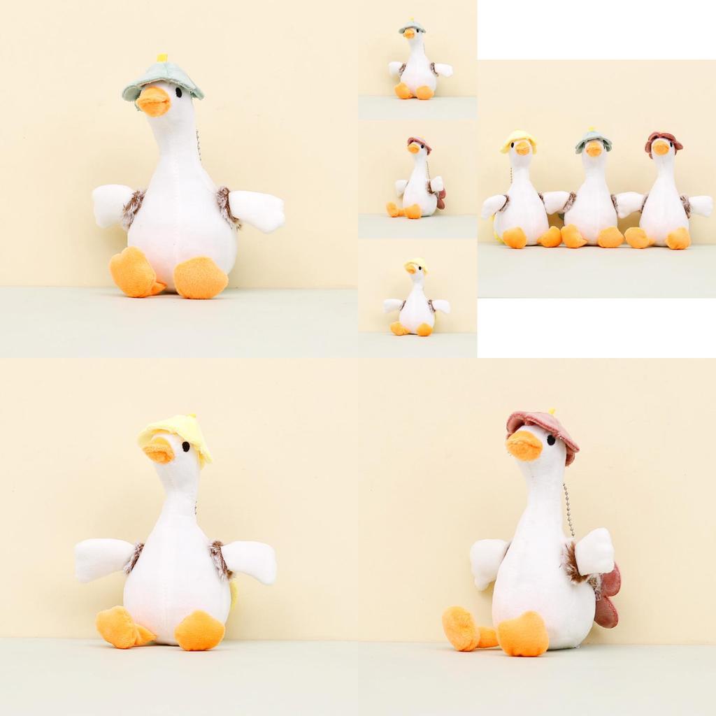 Schattige witte gans pluche sleutelhanger, cartoon eendje, rugzakhanger