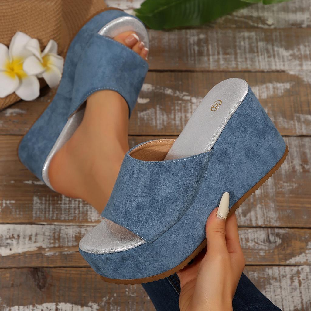 Fashion Women Wedge Platform Sandals 2025 Summer New Slippers Fashion High Heel Sandals Plus Size Thick Bottomed Beach Shoes Woman
