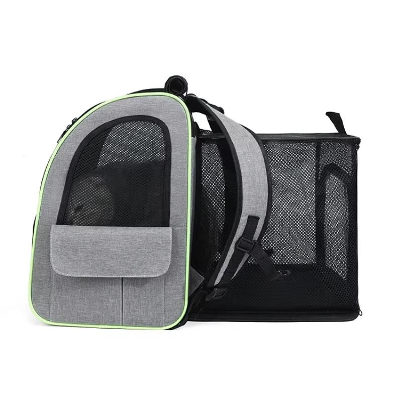 Large Capacity Folding Pet Carrier Backpack Portable Adjustable Breathable Expandable Bag for Hiking Adventure with Puppies and