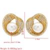 Trendy Temperament Stainless Steel Irregular Geometry Zircon Pearl Stud Earrings for Women Korea Charm Jewelry Gifts No Allergy