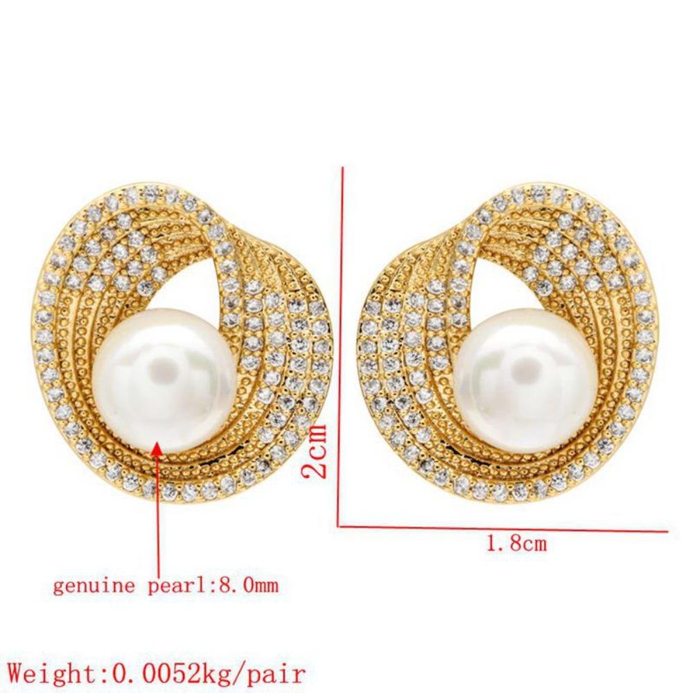 Trendy Temperament Stainless Steel Irregular Geometry Zircon Pearl Stud Earrings for Women Korea Charm Jewelry Gifts No Allergy