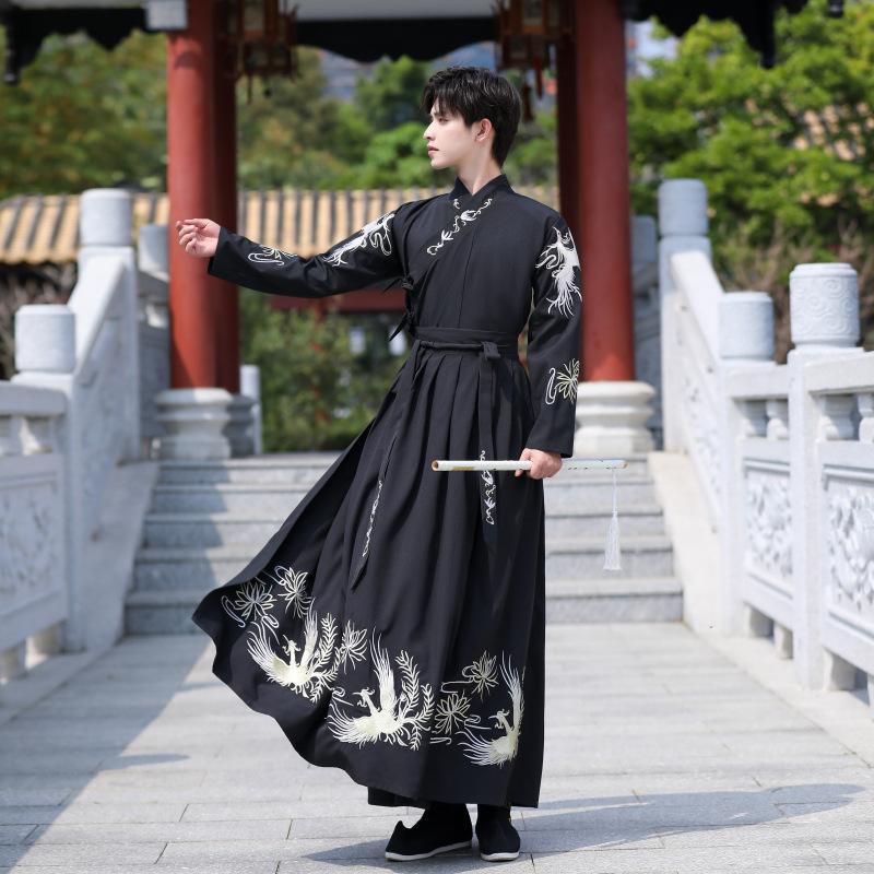 Herren Chinesischer Stil Hanfu Set, Antikes Wuxia Kampfsport Kostüm, Stickerei Tägliches Outfit