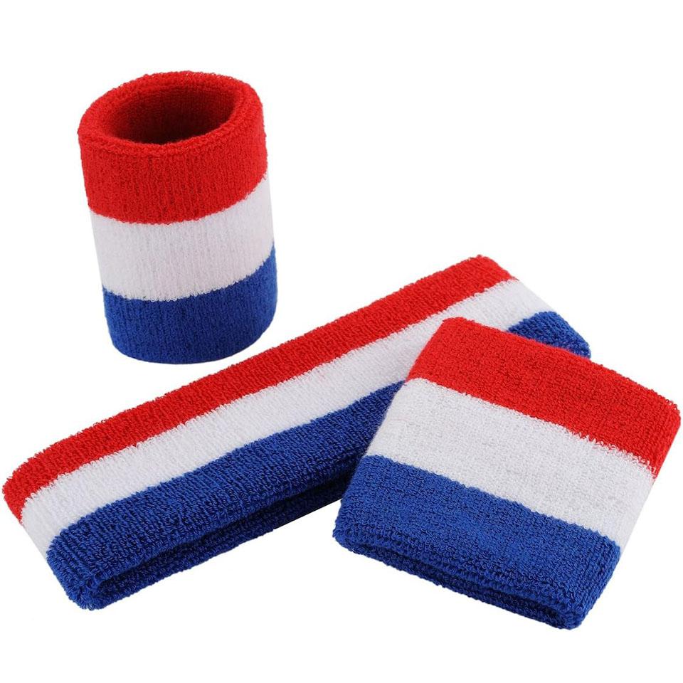 Aolikes Sweat Band Headband Wristbands For Men - Head Wrist Sweatband Set - Ideal For Sports Athletics Event Workout Basketball