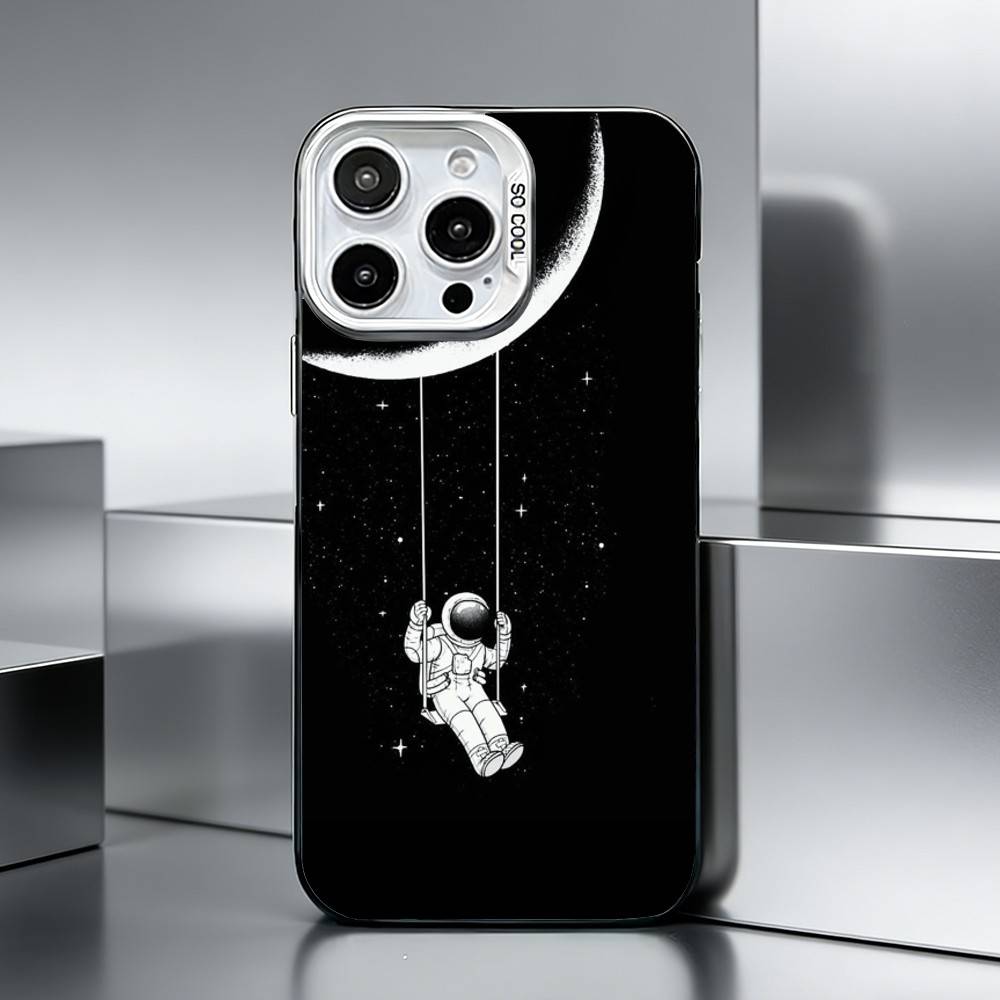 A-Astronaut in Space Phone Case For iPhone 17,16,15,14,13,12,11 Plus,Pro Max,XS,Colored silver phone case iPhone17air