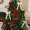 4PCS Long Ribbon Christmas Tree Bows Single/Double Ear Bow Xmas Gift Box Bow  Holiday Ornament