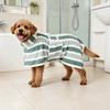 Quick-Drying Dog Bathrobe Striped Dog Wrap Towel with Belly Band Super Absorbent Pet Grooming Towel Robe for Dogs After Bath Machine Washable