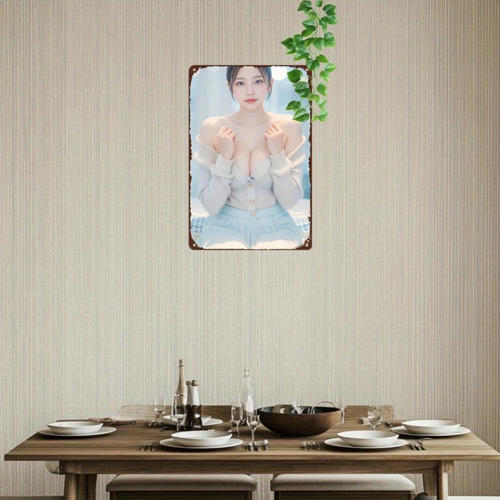 Anime Girl Vintage Metal Sign 8x12 inch Retro Wall Art Durable Aluminum Poster for Home Garage Cafe Decor