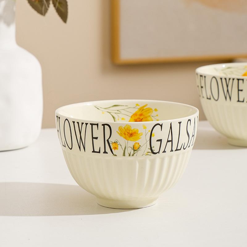 Керамическая Посуда Бытовая Миска для Риса Кремовый Стиль Десертная Миска Круглая Миска для Супа Жаропрочная Утолщенная Противоожоговая Подарок