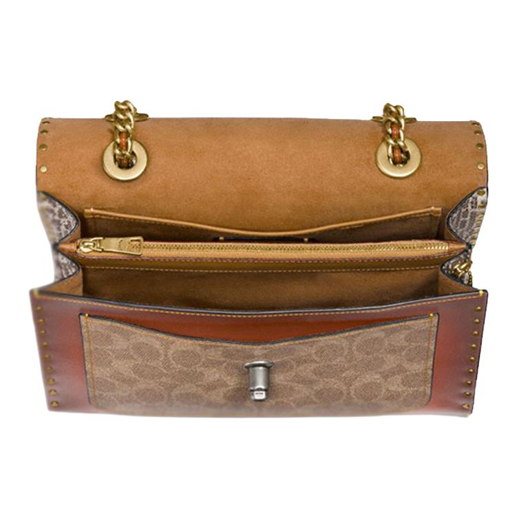 Coach Parker 26 Camellia Print Studded Trim PVC And Calfskin Handbag Women handbags Black Red Brown C4659-B4M2