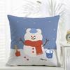 C-Christmas Snowman Bear Pillow Cute Cushion Cover Daily Washable Linen Pillowcase Soft For Sofa Bed Home Room Decor
