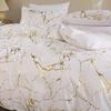 Queen Bedding Duvet Cover Set White Marble Printed 2/3 Pieces Luxury Microfiber Down Comforter Quilt Cover With Zipper Closure