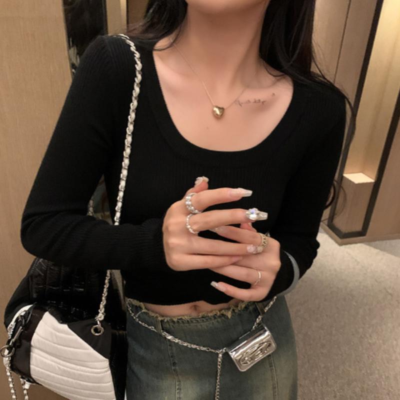Bottom Layer Shirt for Women's Autumn and Winter Fashion Versatile Knitted Sweater Slim Fit Inner Sweater Long Sleeved Pullover Top