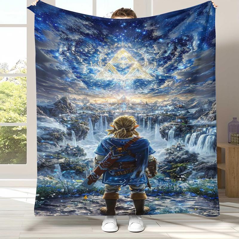 Retro Z-Zelda Cartoon Link Games Flannel Blanket,Ultra Soft Warm Plush Throw for Home Bedroom Bed Sofa Cover Camping Picnic Kid