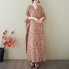 Vintage Long Dress with Cotton and Linen Patterns