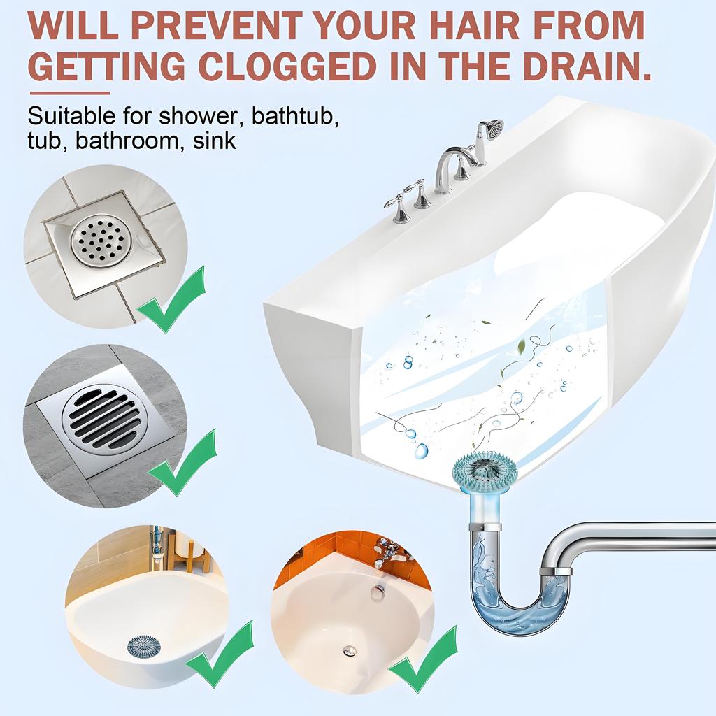 Drain Hair Catcher Silicone Bathroom Accessories Shower Drain Protector Sink Drain Strainer Hair Stopper for Shower Kitchen Bathroom Tub 0.8 Pack