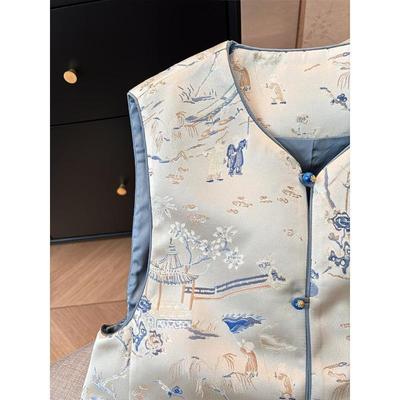 Blue Vest Women's 2025 New High-end Buckle Vest Women's Top