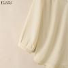 ZANZEA Women Casual V-Neck Solid Color Loose 3/4 Sleeve Blouse