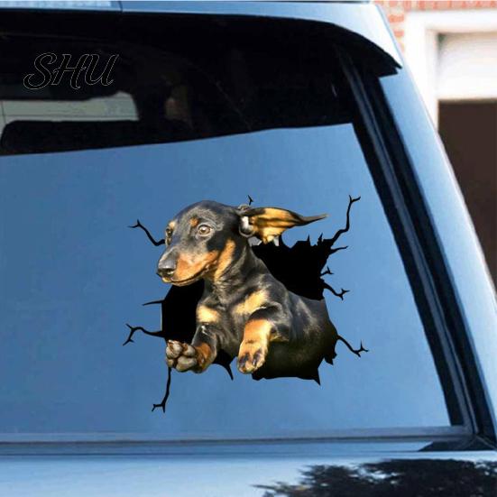 Car Body Sticker Funny Stickers Realistic Exquisite Pattern Simulation Pet Crack Design 3D Trim Effect Decorate Eye-catching Cute Window for