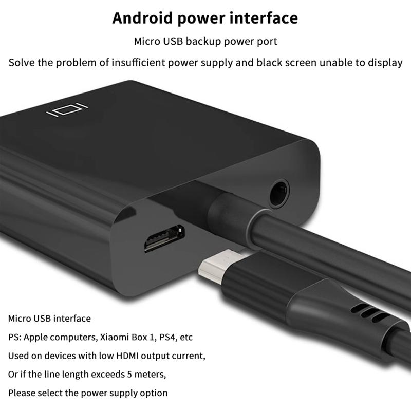 Hd 1080P Hdmi To Vga Cable Converter With Audio Power Supply Hdmi Male To Vga Female Converter Adapter For Tablet Laptop Pc Tv
