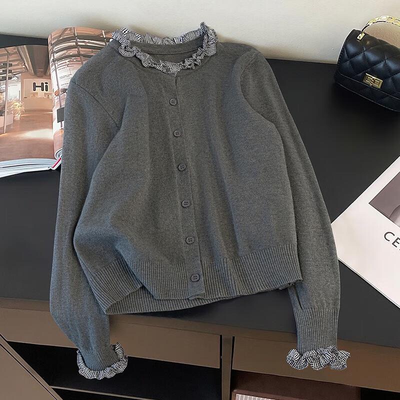 

Женский кардиган из кружевной вязки с круглым вырезом One Size