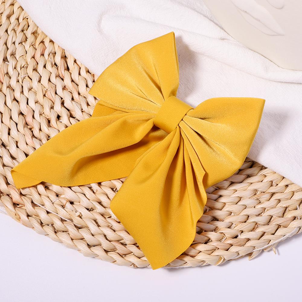 1Pcs Sweet Bows Hairpins Solid Color Bowknot Hair Clips For Girls Satin Butterfly Barrettes Duckbill Clip Kids Hair Accessories Quality