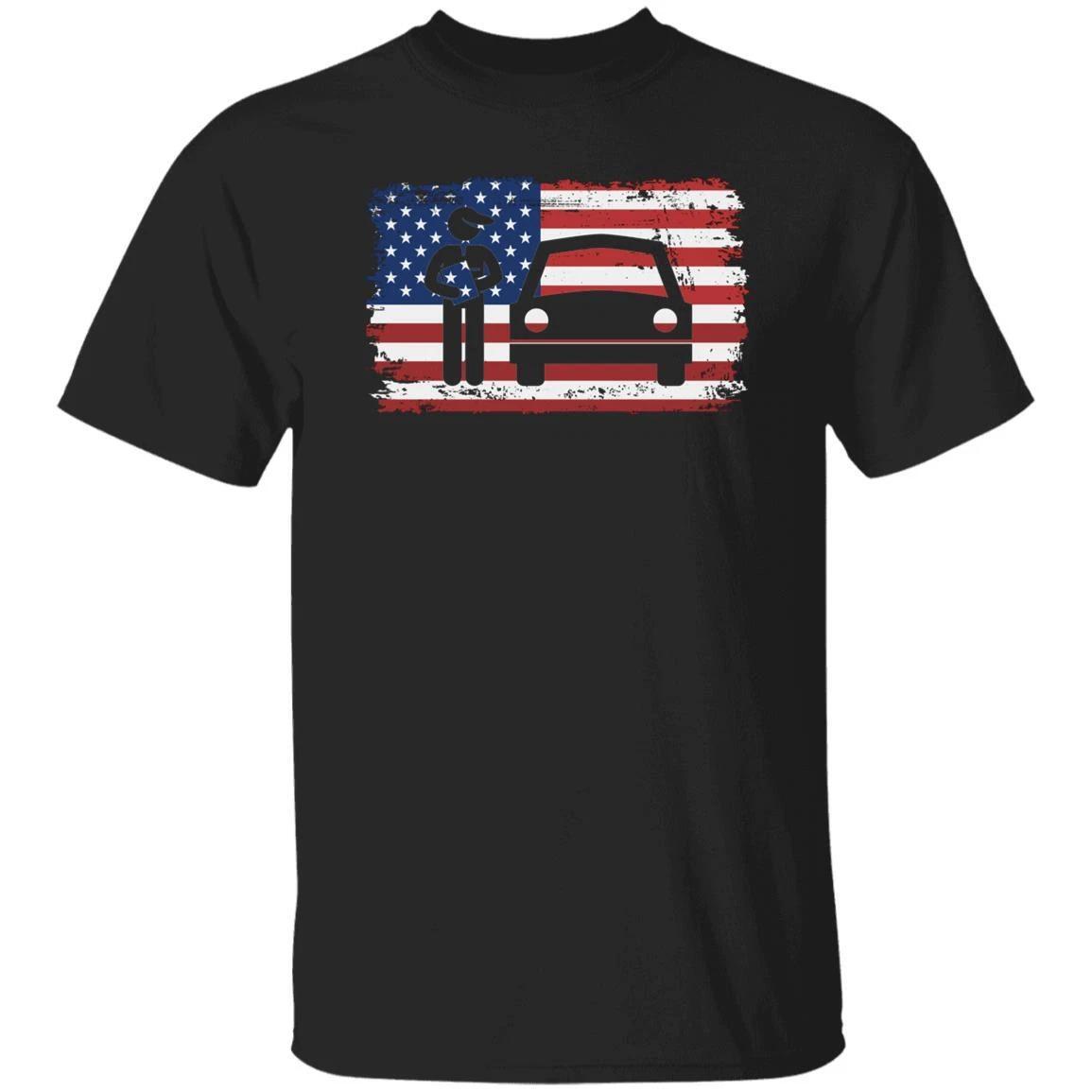 Vehicle mechanic - technician US flag Unisex T-shirt black dark heather L