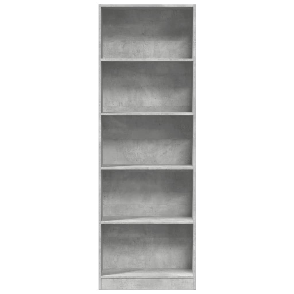 Bookshelf Concrete Grey 60x24x176 cm Engineered Wood