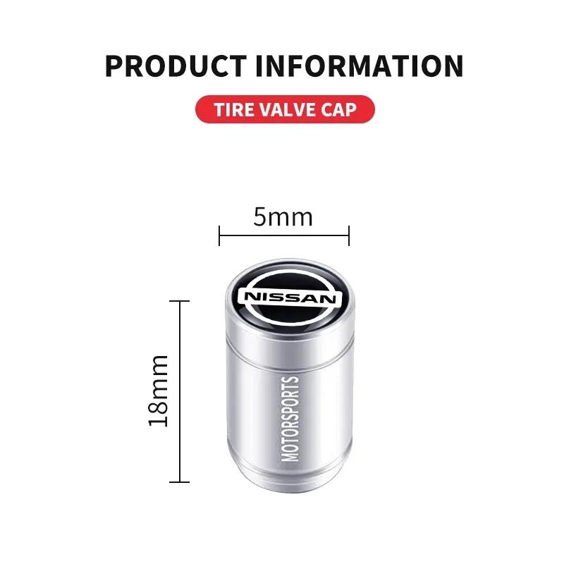 2025 J10 For Nissan 4pcs Aluminum Car Tire Valve Cap Tyre Gas Nozzle Cover Valve Dustproof For Nissan Nismo Tiida Teana Skyline
