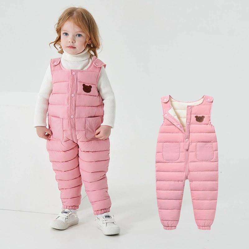 Autumn Winter Baby Boys Overalls Autumn Girls Thick Pants Baby Girl Warm Jumpsuit Outdoor Sweatpants Children Ski Down Overalls
