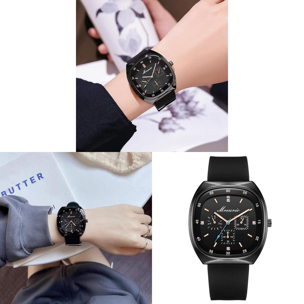 Fashion Silicone Watch Strap With Three Eye Blue Needle Male Quartz Watch For Men