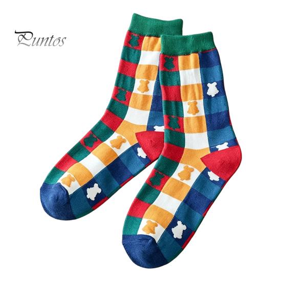 Novelty Plaid Pattern Socks Christmas for Men And Women, Soft Combed Cotton Colorful Festive Crew Winter Socks, Footwear Holiday Wear Santa Claus