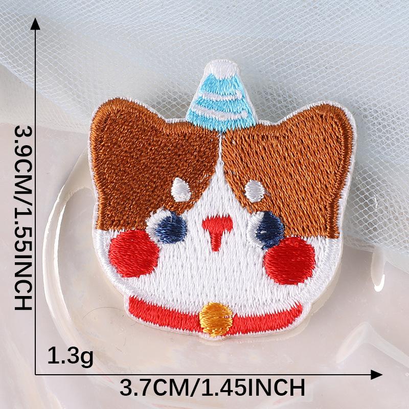 Cartoon Embroidery Label Cute Animal Avatar Badge Cloth Label Clothing Accessories Patch Decoration Self-Adhesive Embroidery Cloth Sticker