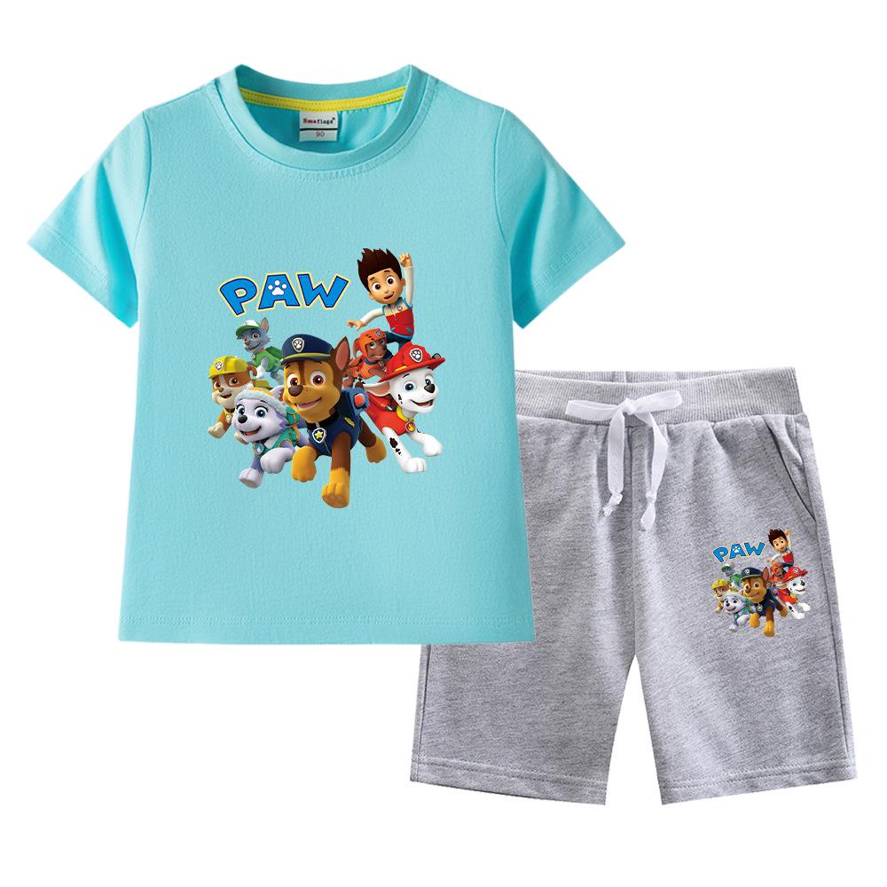 Paw Patrol Boys 2023 Summer Cartoon T-Shirt & Shorts Set - Handsome Two-Piece Outfit 110 cm
