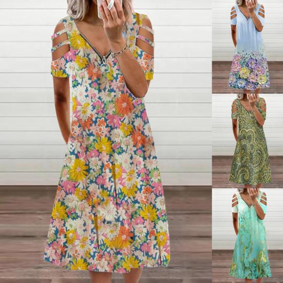 

Женское платье с застежкой-молнией и V-образным вырезом, свободное 5 цветов, дамы с вырезами 3XL светло-синий